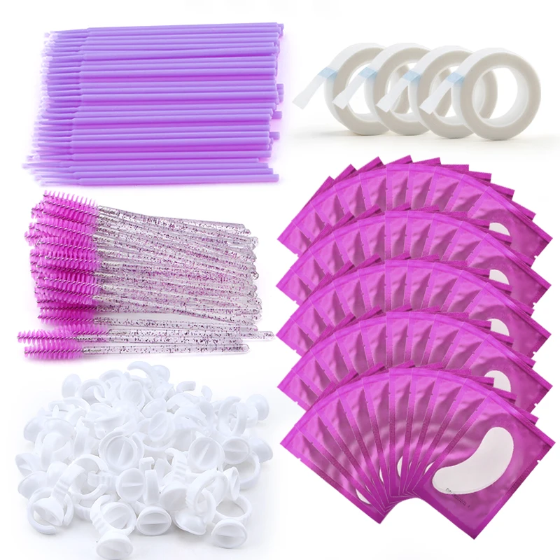 Eyelash Extension Set Disposable lashes Brush Mascara Wands Applicator Micro Tape Eye Pad For Grafting Eyelashes Makeup Tool