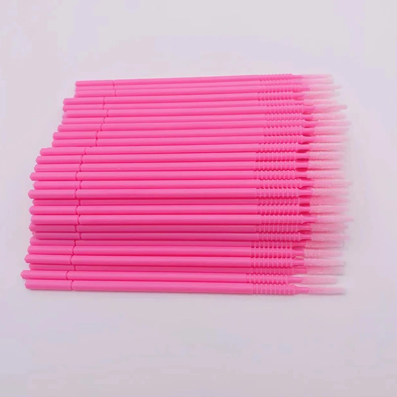 100pcs/bag Long Head Micro Brushes Eyelashes Mascara Swab Lash Extension Brush For Makeup Applicator Wands