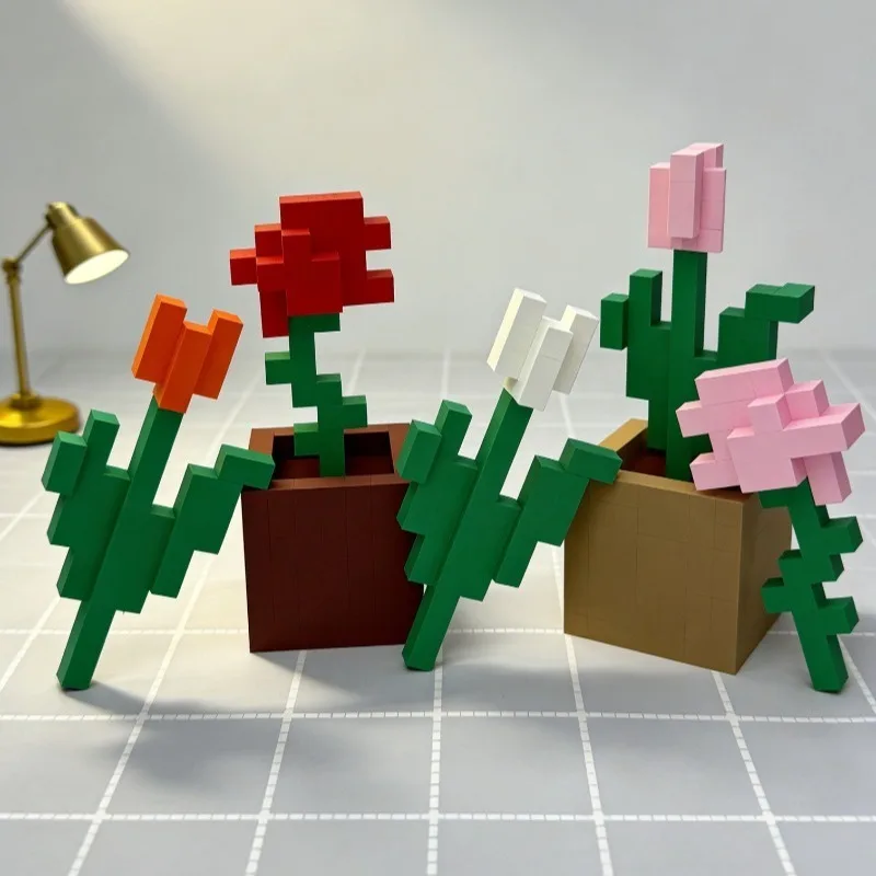 3D Printing Unique Flower Decorations, Pixel Rose Decorations, Bedside Table, Desktop, Office Desk Decorations, Home Decor