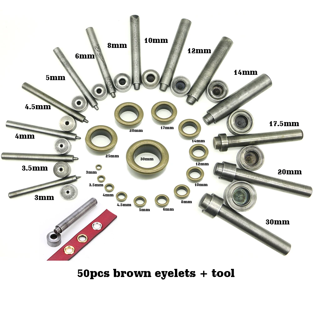 Antique Bronze Eyelet Grommet Kit with Setting Tools, 3-30mm for Leathercraft, Belt Holes, Canvas Bags and DIY Repairs