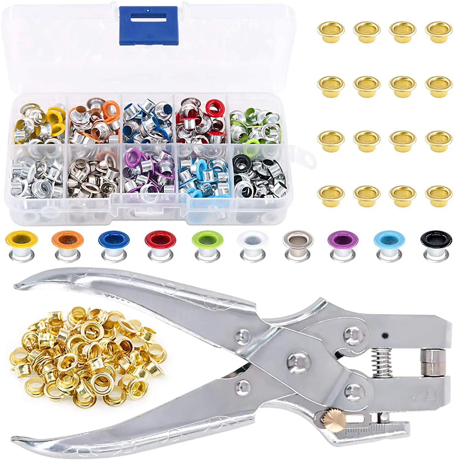 300/500 Sets 5mm Multi-color Metal Eyelets Grommets Kit With Installation Tools, For Leather, Canvas, Shoes, Belts, Bags, Crafts