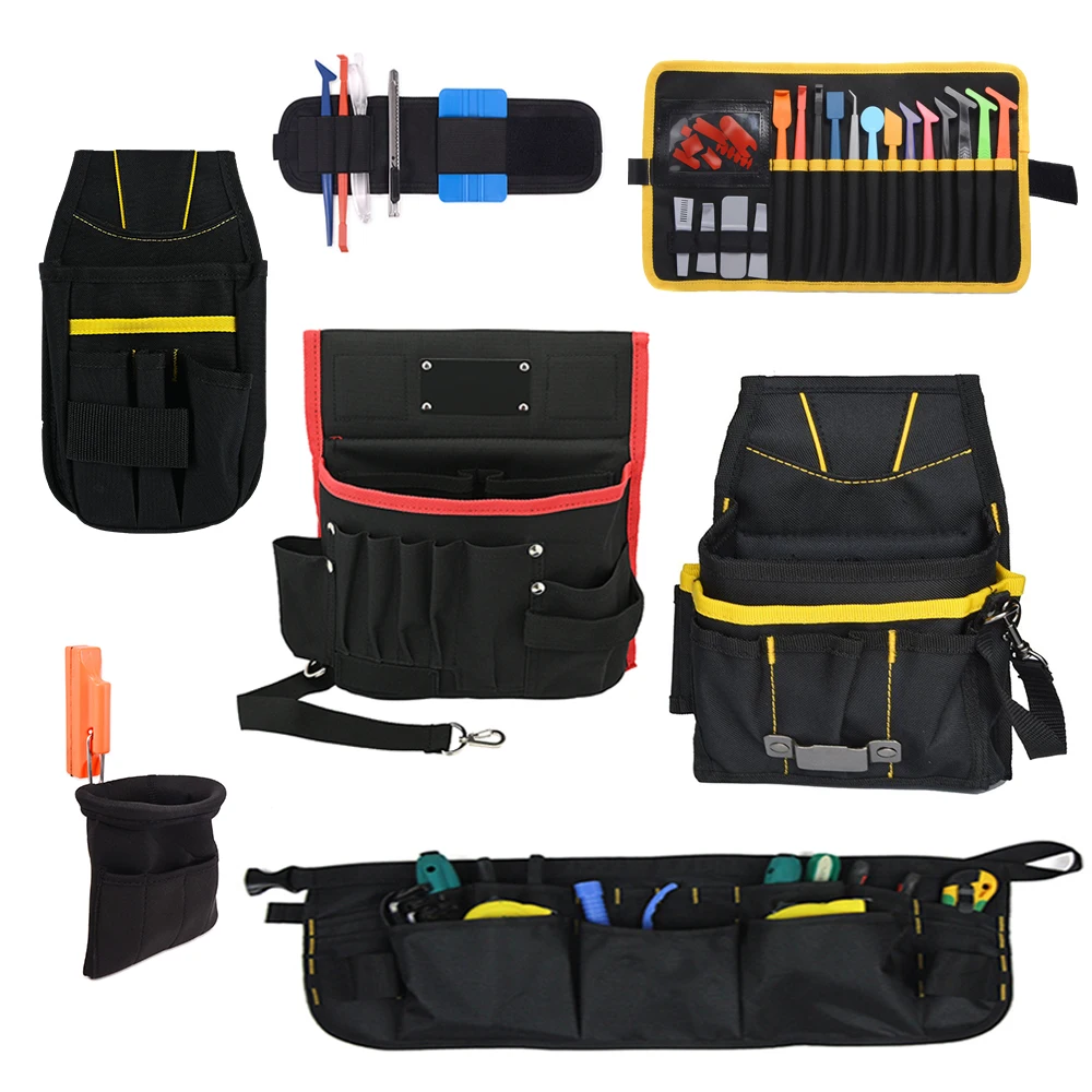 FOSHIO Vinyl Wrap Work Tool Bag Waterproof Oxford Cloth Utility Pouch Car Carbon Fiber Window Tint Film Storage Waist Belt Bag