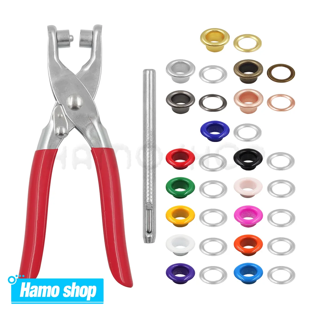 200 Sets Metal Eyelet Grommet Eyelet With Install Plier Set Eyelets Grommet Tool For DIY Leathercraft Shoes Belt Cap Bag Clothes
