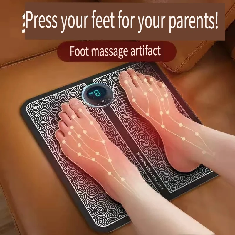 Foot Low Frequency Therapy Device Electric Massager Pad with Remote, 8 Modes 19 Levels for Plantar Fasciitis Pain Relief