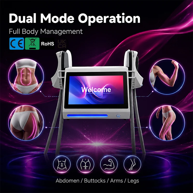 Ems 4 Handles HIEMT Body Sculpt Machine 6500W High Power Muscle Building Fat Burning Butt Lifting Body Contouring Salon Beauty