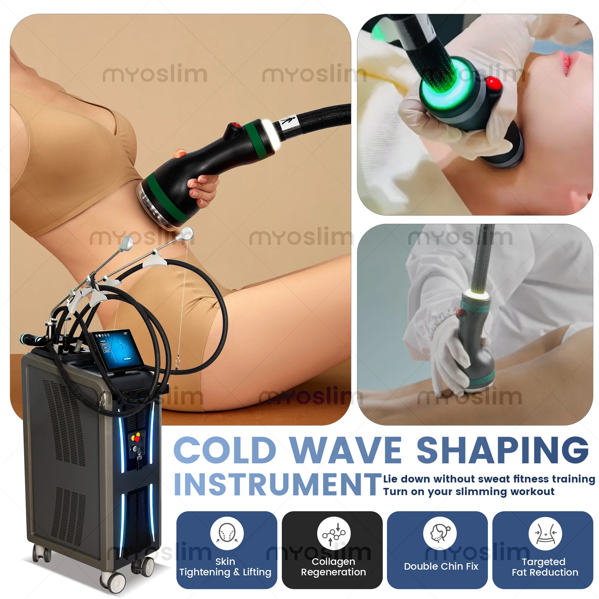 High End Professional 3 In 1 Cold Wave Body Contouring Machine Skin Tightening and Lifting Beauty Salon Equipment