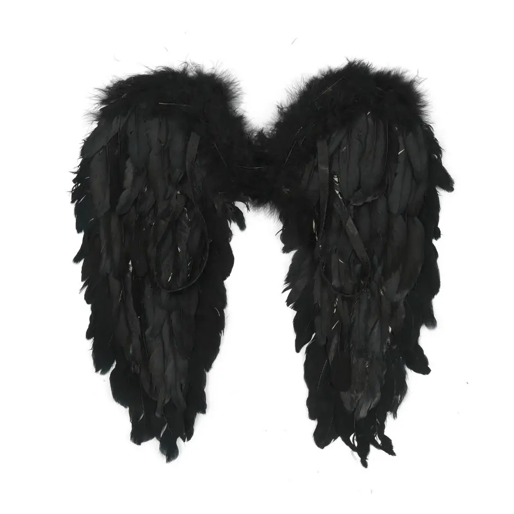 Soft White Feather Wings Black Party Props Cosplay Little Wings Handmade Angel Wings Christmas