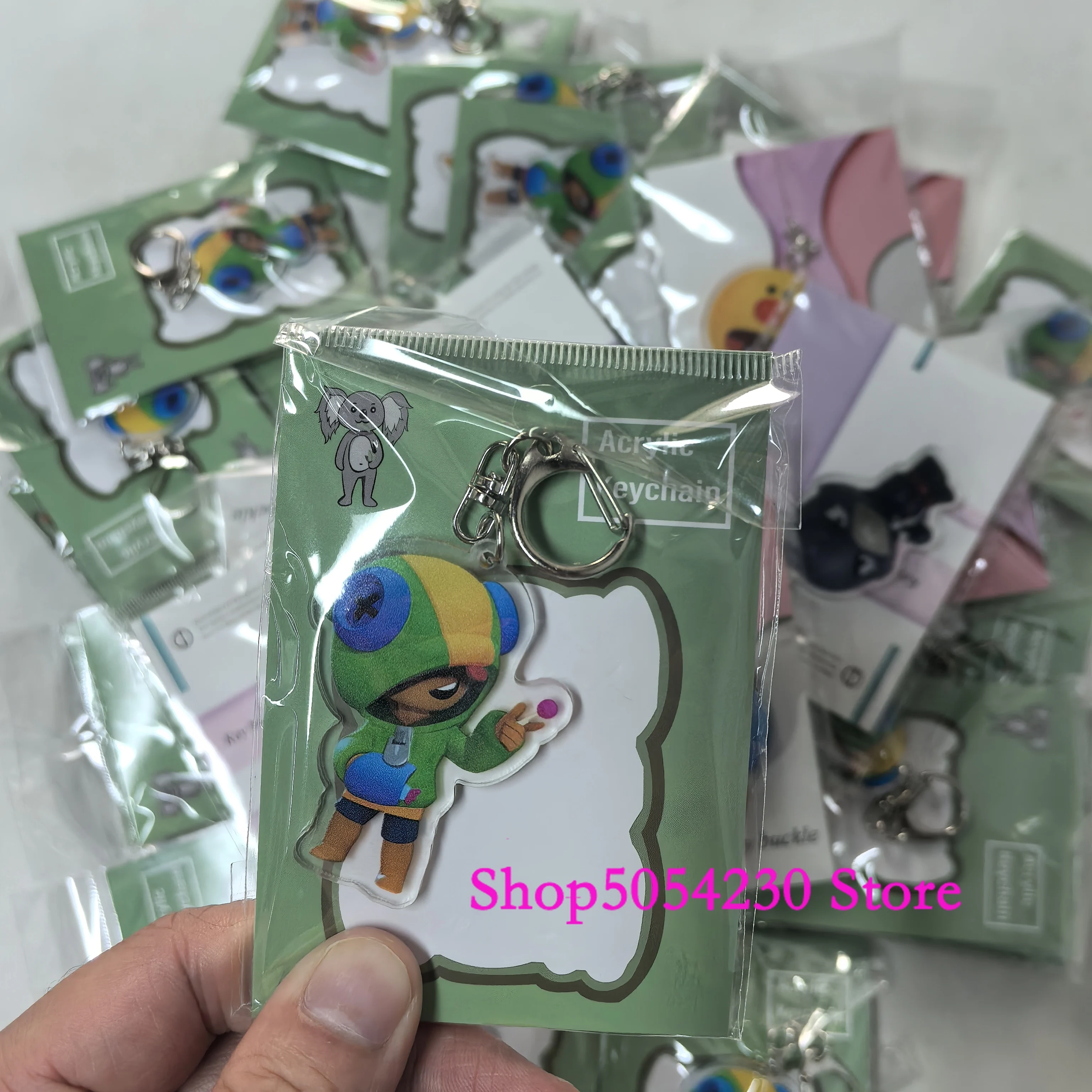 Acrylic Anime Figures Leon Keychain Decoration Brawl Stars Game Themed Key Rings Birthday Disposable Collectible Bag Charm Crow