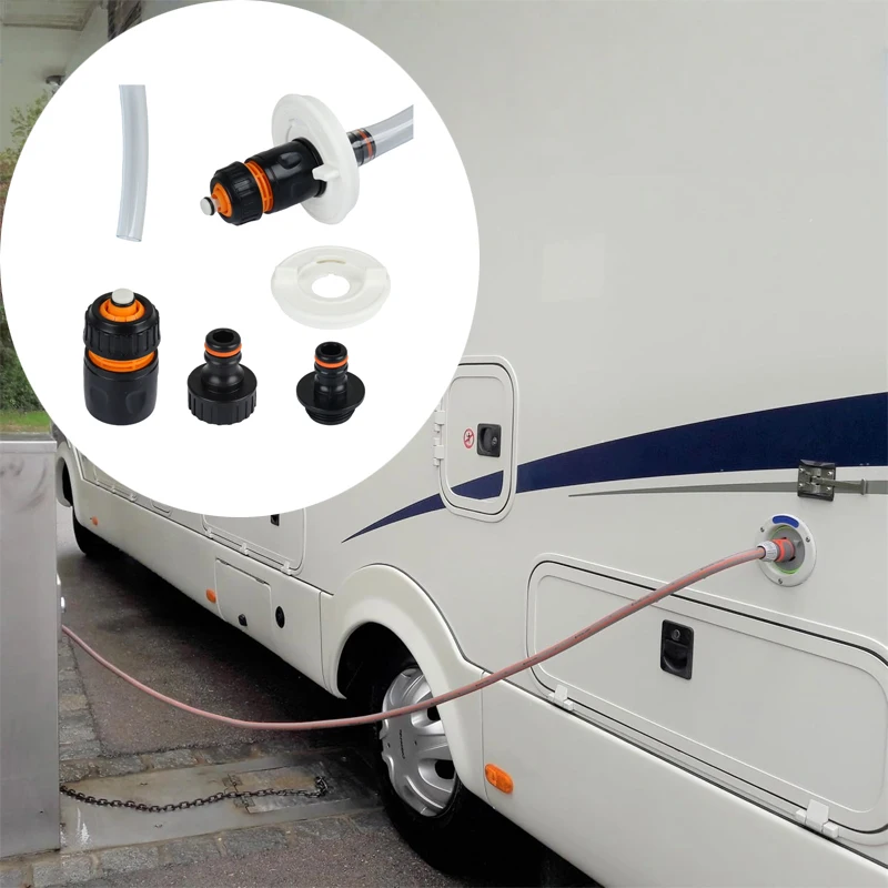 1Set Caravan Water Tank Cover Water Inlet Adapter With Water Pipe Joint High Quality RV Water Tank Cap Filling Accessories