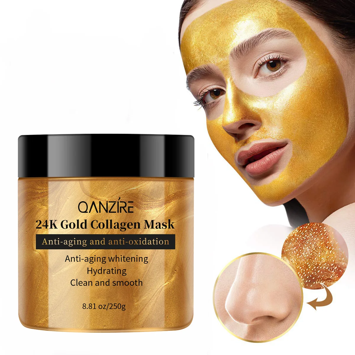 24K Gold Tear Mask Gold Collagen Mask Anti Wrinkle Moisturizer Cream Whitening Anti Aging Sleeping MaskFirming Nourishing