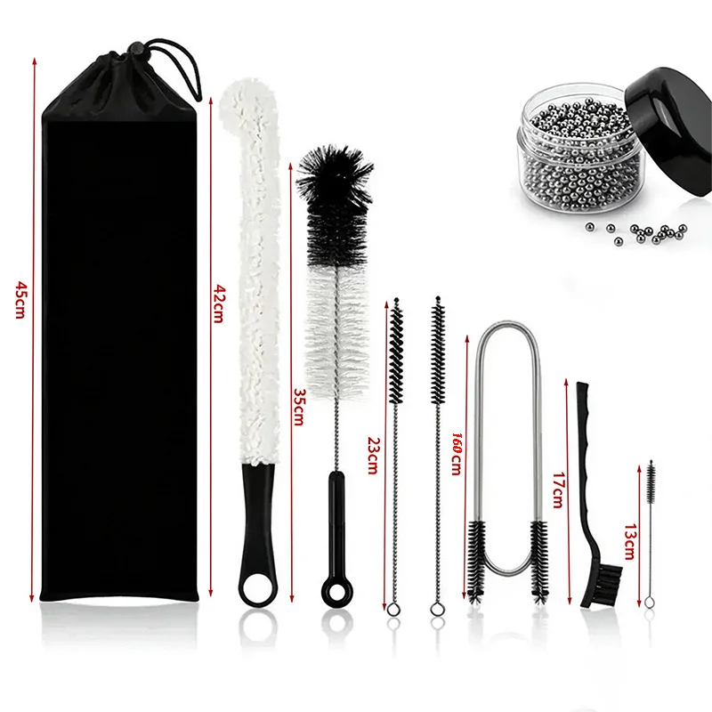 Hookah Cleaning Brush Set Multi Size Shisha Cleaner Kit With Hose Bottle Bowl Tube Brushes, Cleaning Beads & Storage Bag