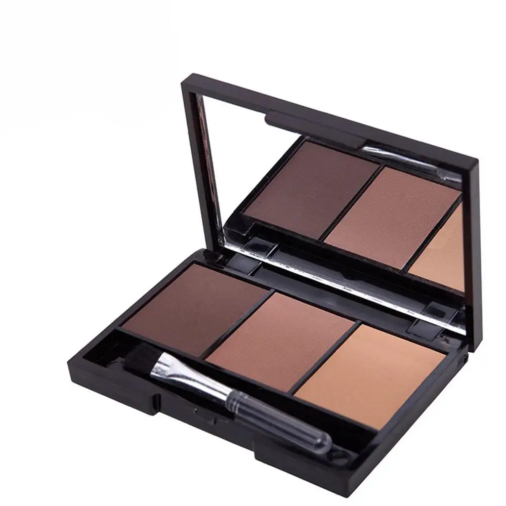 3 Colors Big Sale Professional Kit Long Lasting Eyebrow Powder Shadow Palette With Soft Brush And Mirror 51215