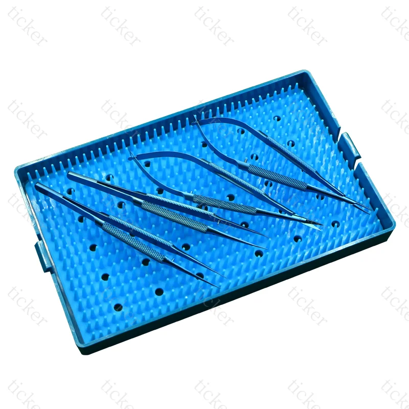 Ophthalmology 4-piece micro-instrument suture set stainless steel hand surgical corneal scissors titanium alloy tweezers holding