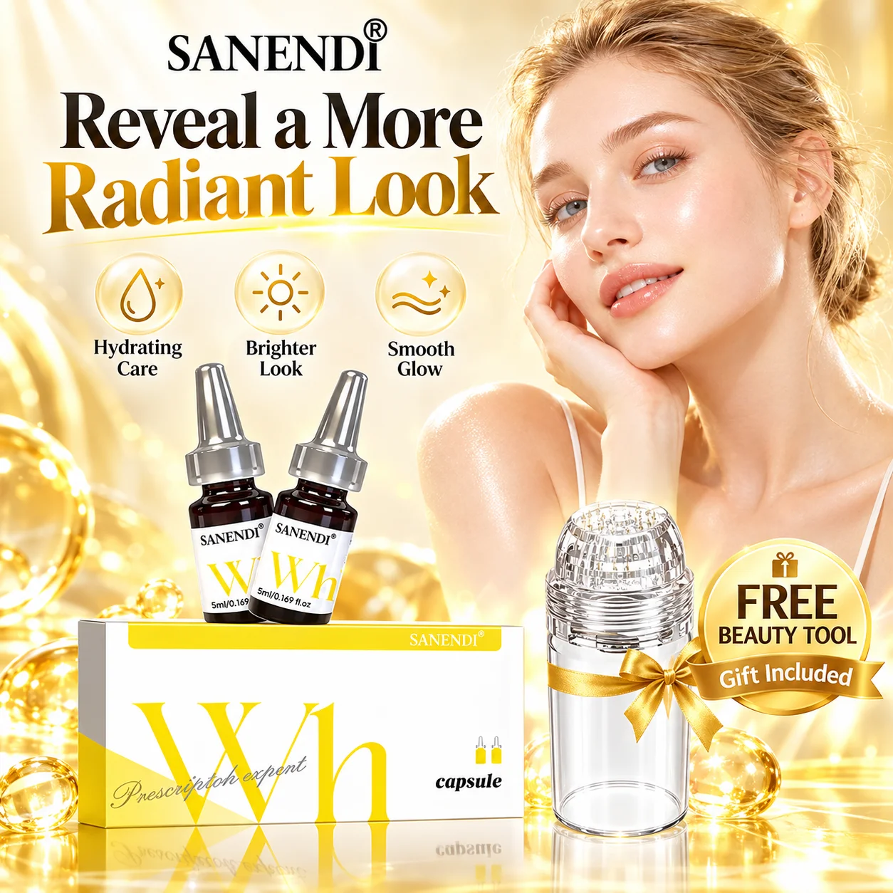 Sanendi Exose Capsule Vitamin C Hydrating Glow Facial Serum Smoothing Fresh-Looking Essence Salon Beauty Korean Skin Care