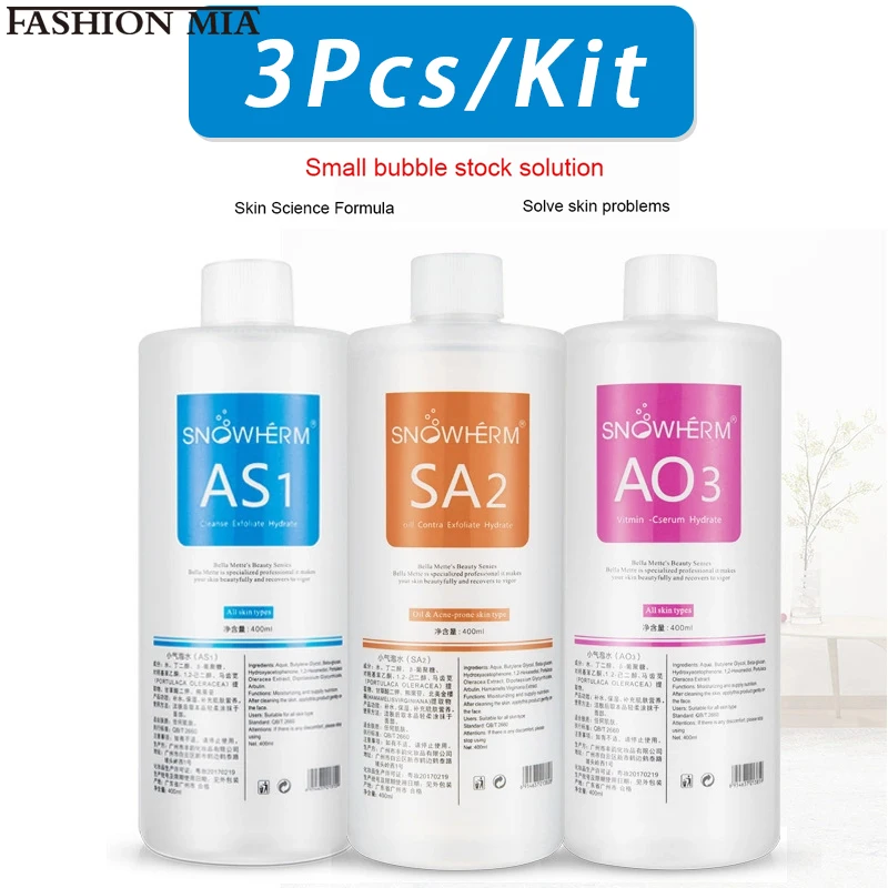 3 Pcs/1200ml Aqua Peel Solution AS1 SA2 AO3 Facial Dermabrasion Skin Care Deep Cleaning Face Serum Korea Bubble Solution