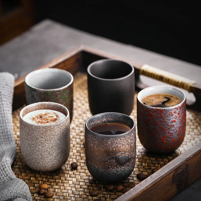 125ML Japanese Vintage Stoneware Kung Fu Teacup Espresso Mug Ceramic Household Water Cup