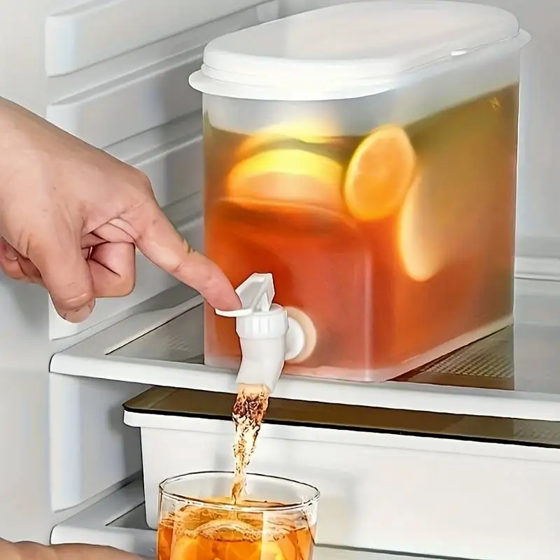 3.5L Water Kettle with Faucet Beverage Dispenser for Cold Juice Lemonade Drinks Outdoor Fridge Organizer Liquid Storage Tank