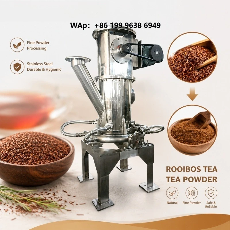 Food Grade Air Jet Mill Machine Super Fine Matcha Tea Pulverizer 1000-3000 Mesh Premium Tea Powder Grinder