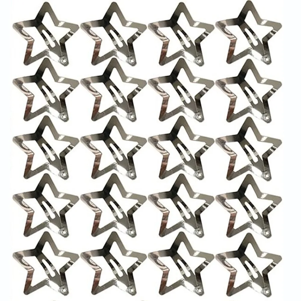 20Pcs Candy Color Star Shape Hair Clips Silver Colorful Metal Hair Barrettes Simple Metal Snap BB Hair Clips Hair Accessories