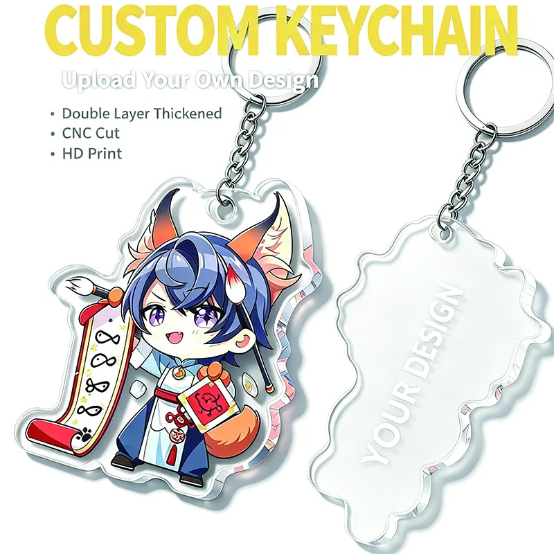 Custom Logo Acrylic Keychain Cat Dog ID Charm Print Personal Photo Pet Souvenir Birthday Gift Tag Name Key Chain