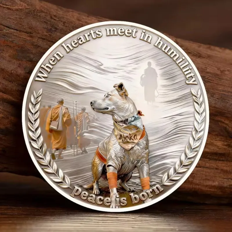 Anniversary Silvery Plated Peace Journey Commemorative Coin Metal Challenge Token Relief Printing Shape Little Dog Aroka Cartoon