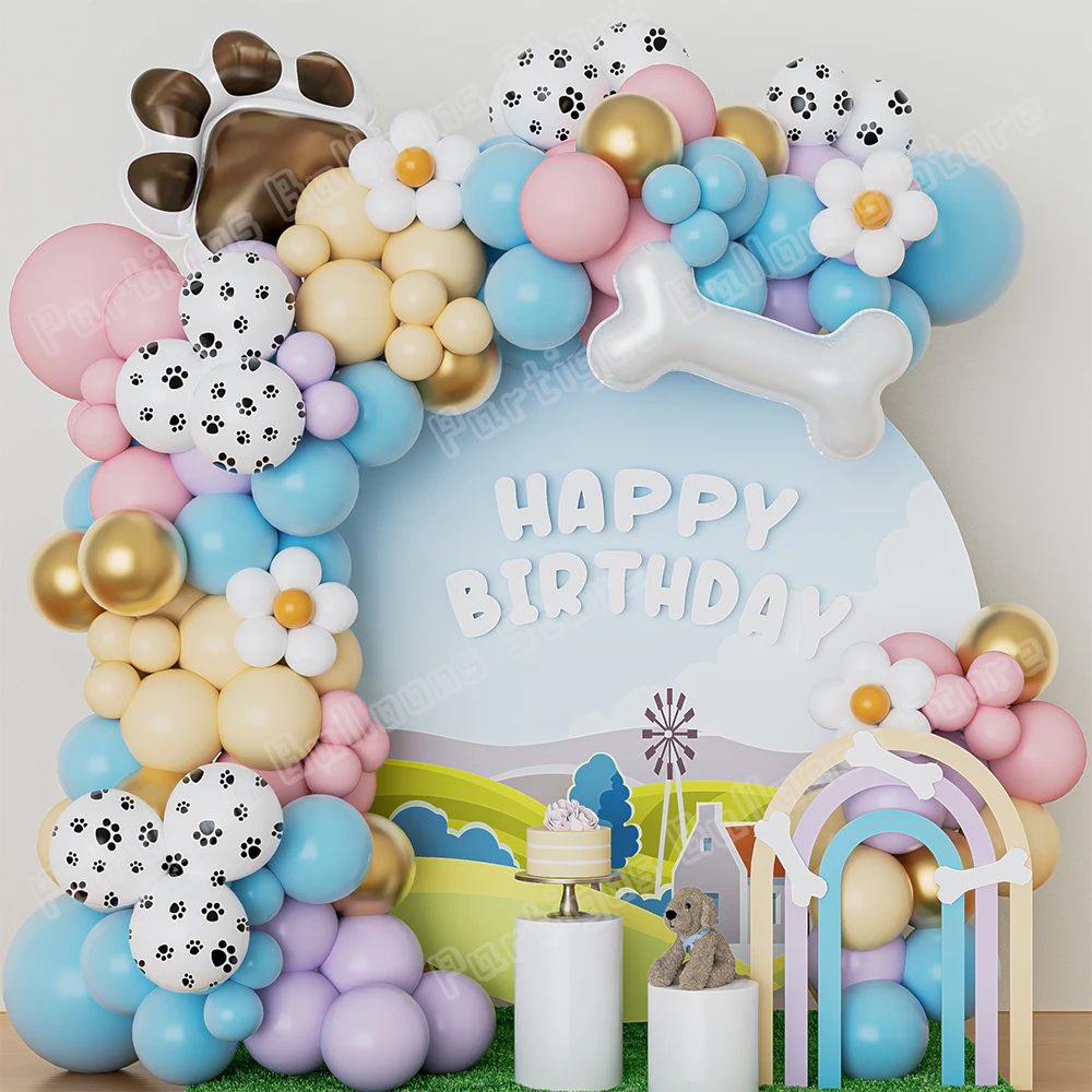 105Pcs Dog Paw Balloon Arch Garland Kit Bone Foil Balloon Globos Cat Puppy Paw Themed Party Kid Birthday Party Decor Baby Shower