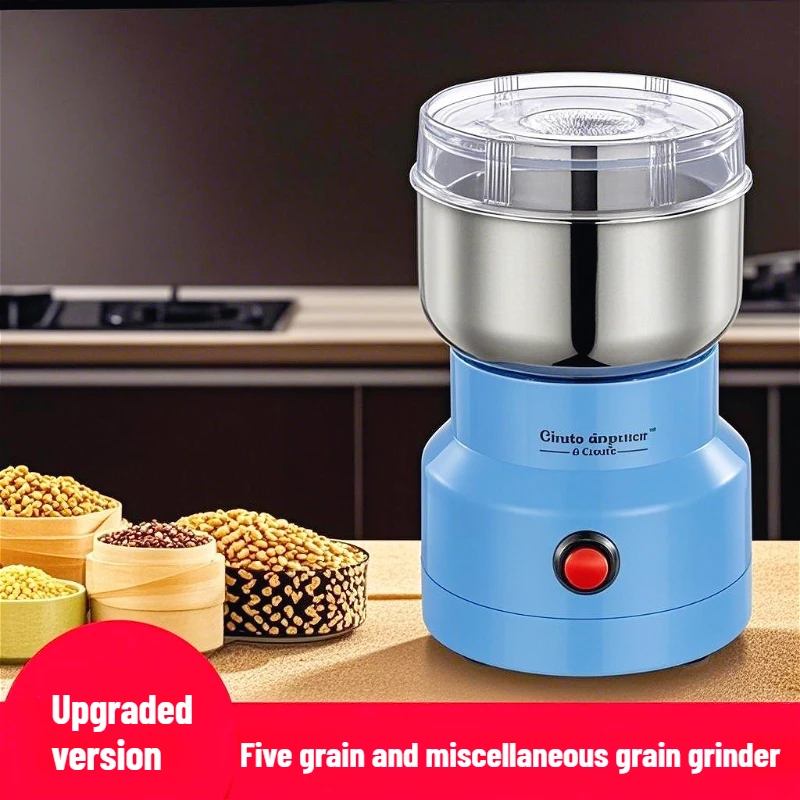Mini Electric Coffee Grinder Food Grade Stainless Steel 4 Blade One Touch Dry Grinder Coffee Beans Spices Nuts Grains Home Use