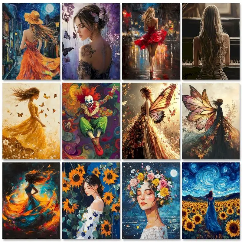 GATYZTORY Acrylic Painting By Numbers Kits Abstract Figure Drawing On Canvas Frameless Digital Painting For Home Decors