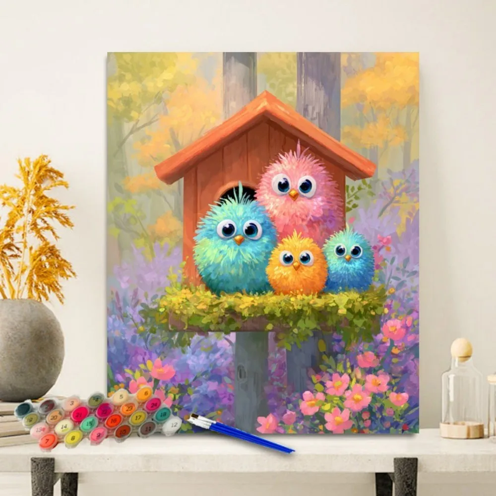 Painting By Numbers Animal flowersAnniversary gift on Digital Painting Canvas Acrylic Paint Image Digital Coloring