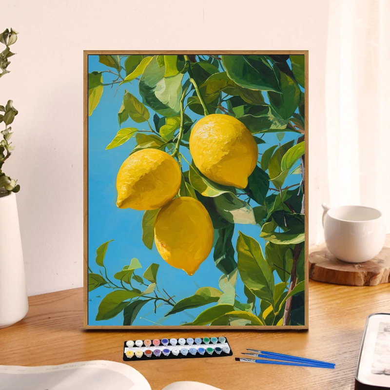 Painting By Numbers Lemon Tree Anniversary gift on Digital Painting Canvas Acrylic Paint Image Digital Coloring