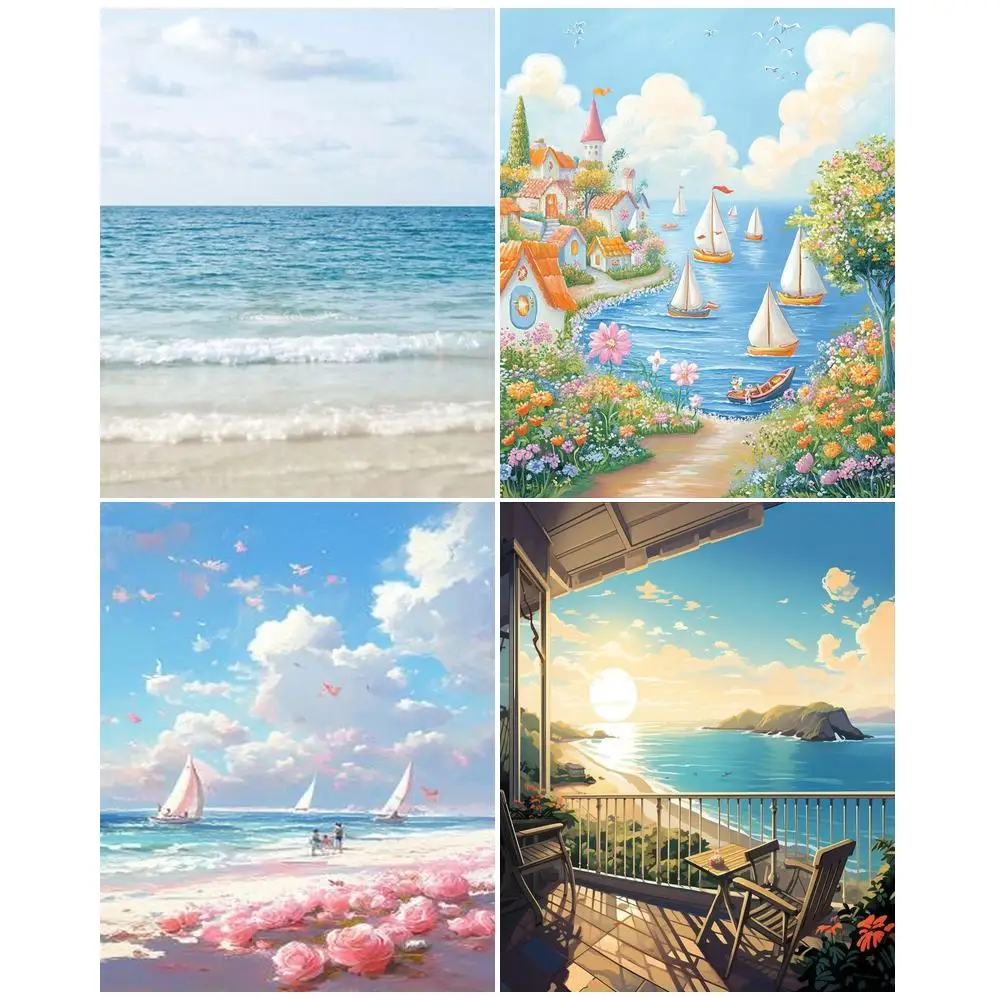 GATYZTORY Paint By Numbers Handpainted Digital oil paintings Set Drawing On Canvas Landscape Seascape Home Decoration Unframe