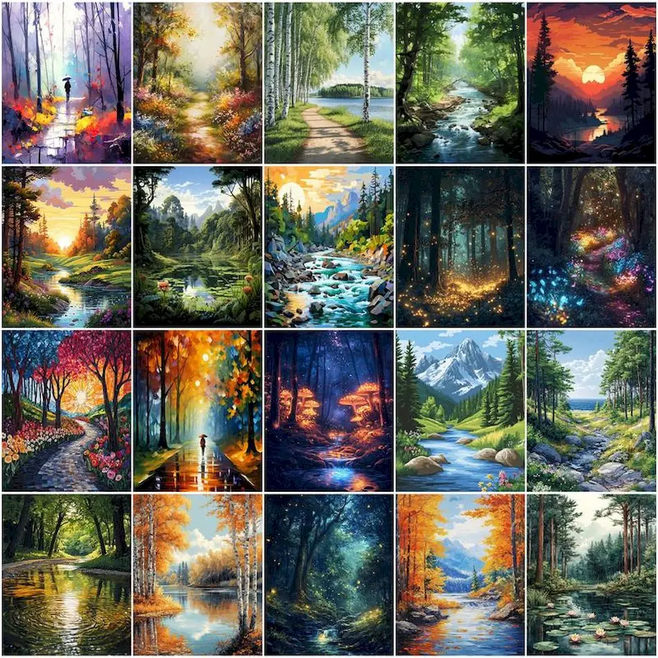 GATYZTORY Painting By Number Adults Picture Forest scenery Set Digital Oil Paintings On Number Arts Picture Drawing Unique Gift