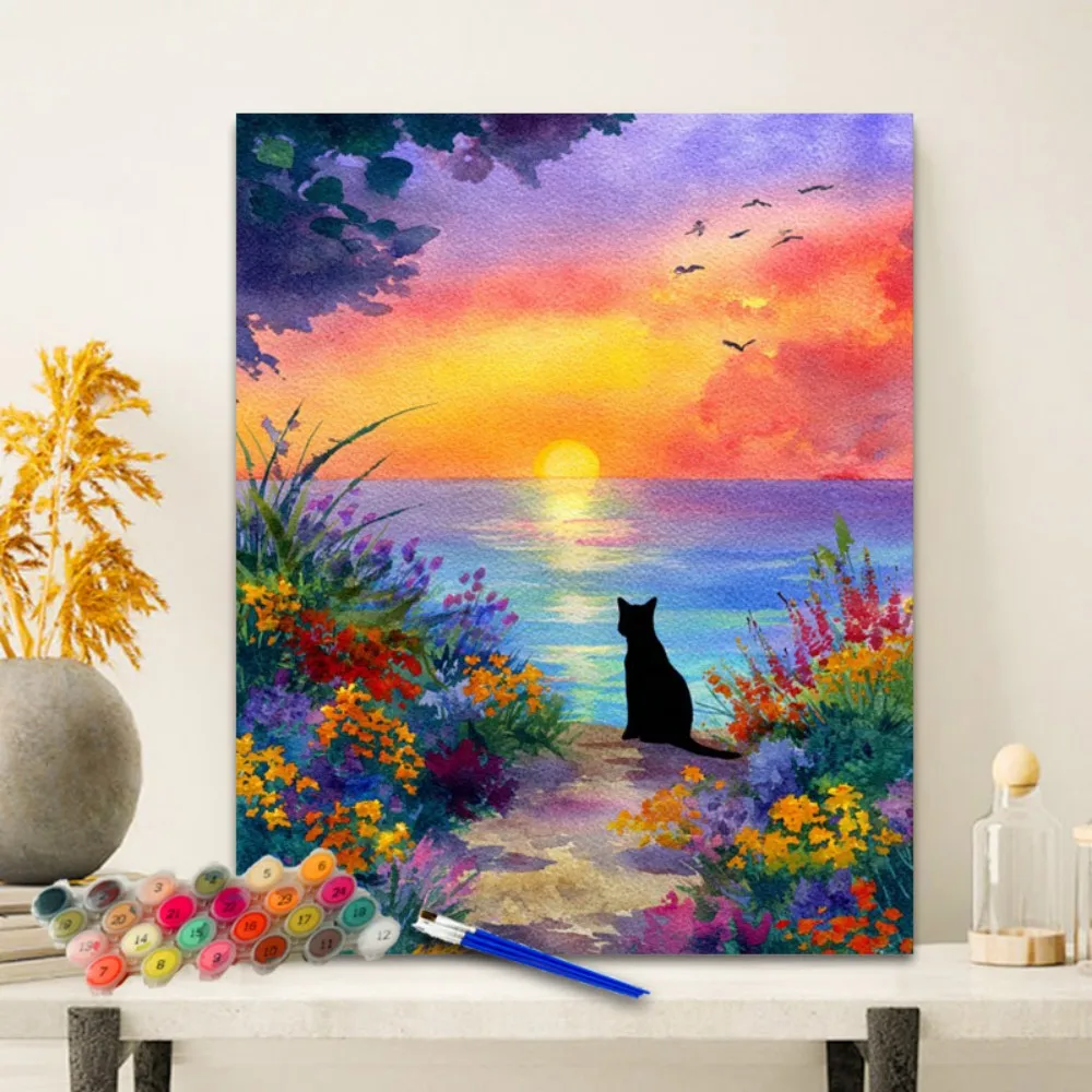 Painting By Numbers Sunrise Anniversary gift on Digital Painting Canvas Acrylic Paint Image Digital Coloring