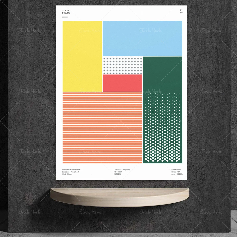 Tulip Fields , Minimalist Wall Art Prints Travel poster Digital Download Netherlands Poster