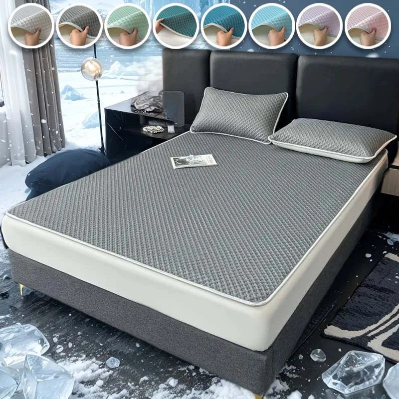 Summer Cooling Mattress Breathable Skin-friendly Ice Silk Bed Mat Washable Smooth Air Condition Cushion 90/120/150/180*200cm
