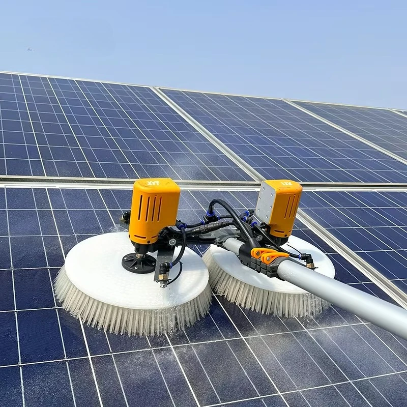 Solar Panel Cleaning Washing Machine Automatic Brush With Double Head Robot Battery