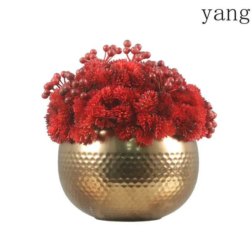 CX new Chinese ceramic simulation flower art negotiation table acrylic box green plant desktop ornament