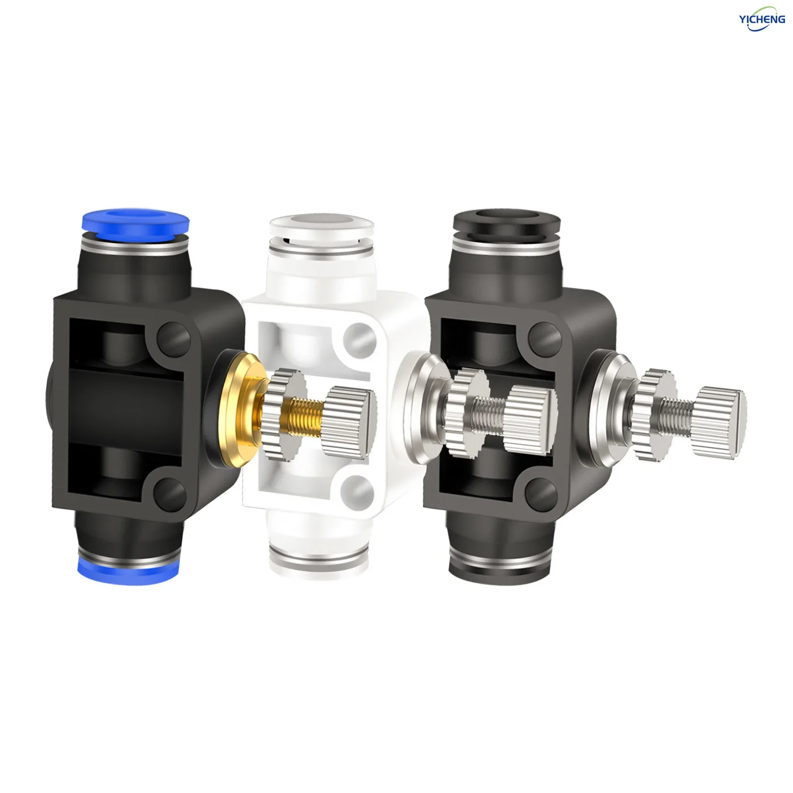 8MM ID Air Flow Control Valve with Push-to-Connect Fitting,Speed Controller Union Straight (Pack of 5）