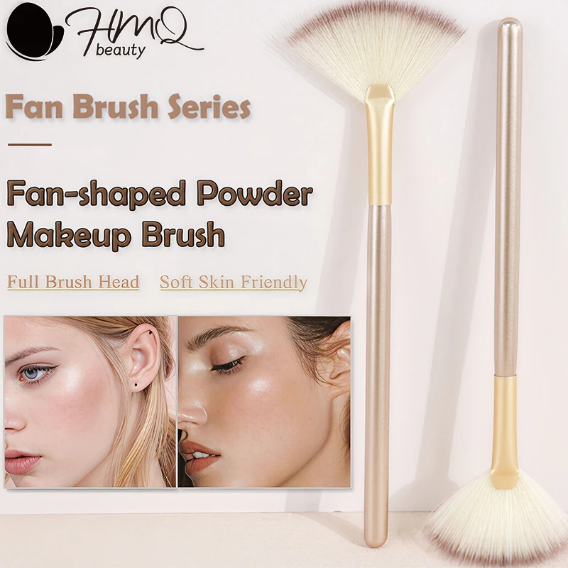 Portable Fan Shaped Makeup Brushes Highlighter Loose Powder Brush Contour Blending Tool Soft Mask Brushes Cosmetic Applicator