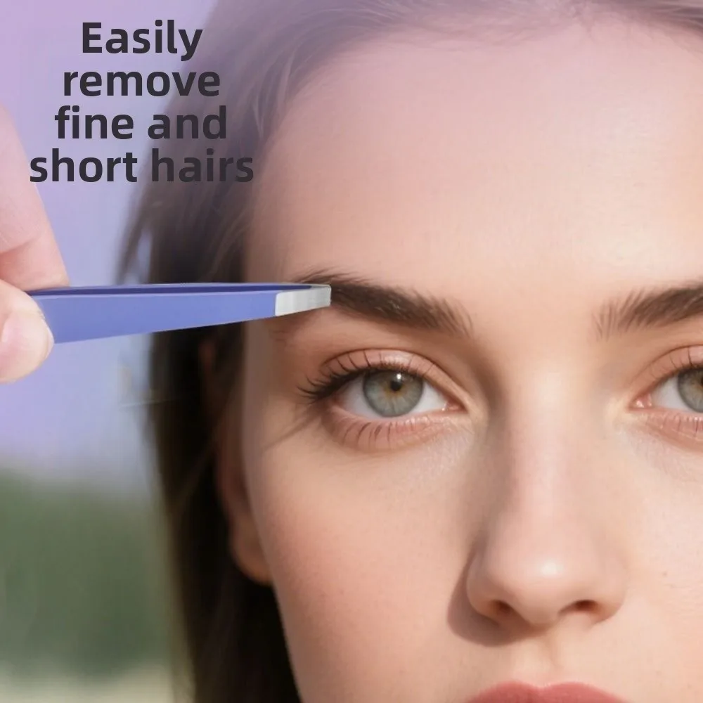 4Pcs/Set Stainless Steel Eyebrow Tweezers Set Oblique Mouth With Storage Bag Hair Removal Tweezers Pointed Tip Eyebrow Tweezers
