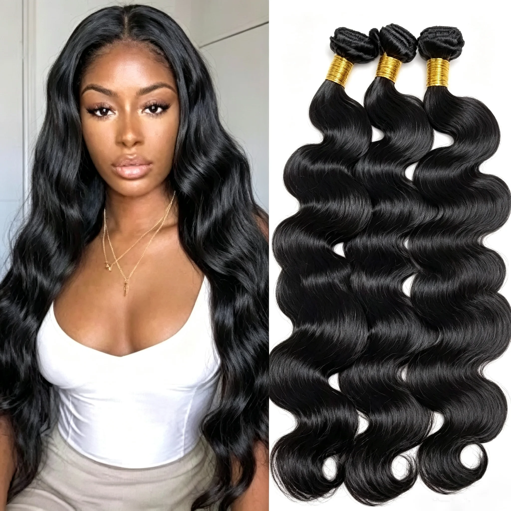 4Pcs/Lot Body Wave Human Hair Bundle Extensions Brazilian Unprocessed Hair Body Wave Weaves 12-42 Inch Black Human Hair Weft