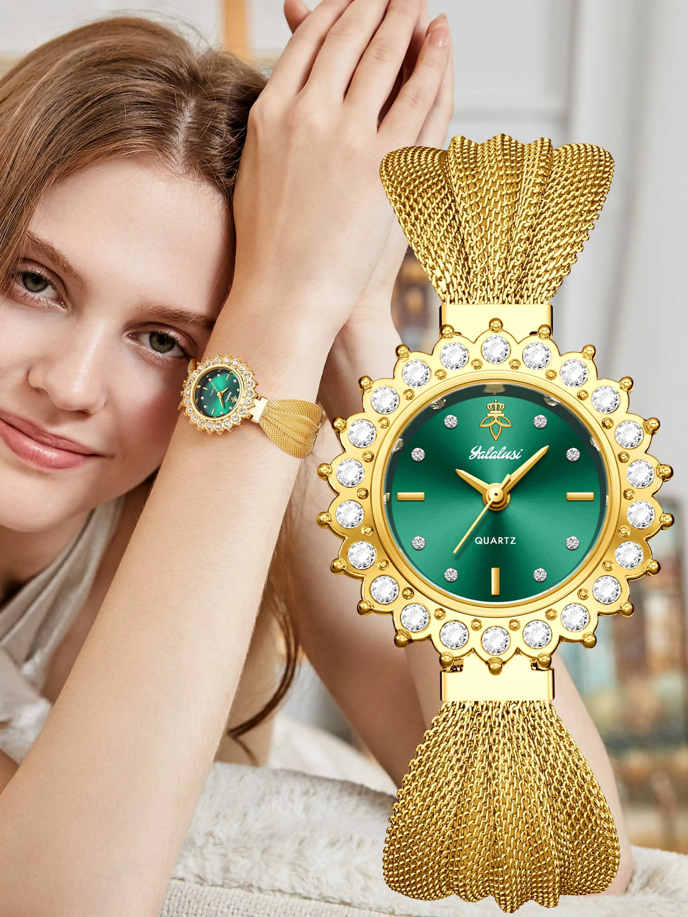 Fashionable Women's Brand Luxury Diamond-Set Dial Bracelet Watch Water-Resistant Quartz Timepiece Gift Reloj Mujer Reloj Mujer
