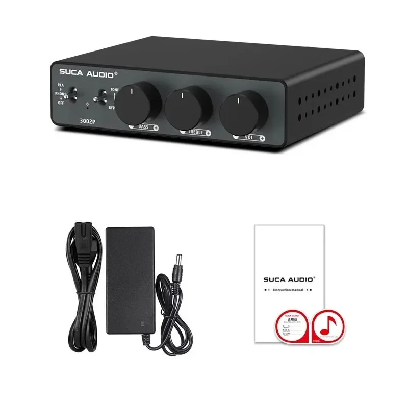 In stock 3002P Power Amplifier TPA3255 300W+300W High Power MM Vinyl Mic Amplifier RCA/Phono Dual Input Modes with 48V Power Ada