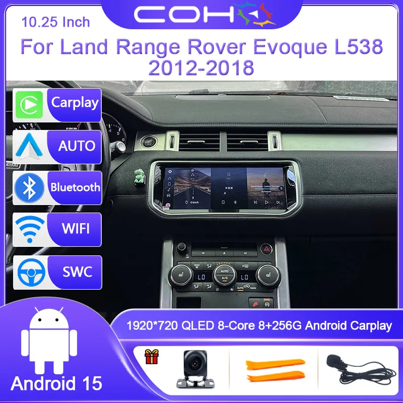 10.25 Inch For Land Range Rover Evoque L538 2012-2018 Dual System Car Stereo Multimidia Car Radio Android15 GPS 4G WIFI Carplay