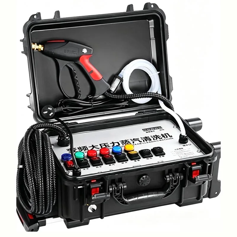 Carry Box Heavy Duty High Pressure Steam Cleaning Machine Variable Frequency Steam Washer Complete Gun Hose Kit Multi-Function