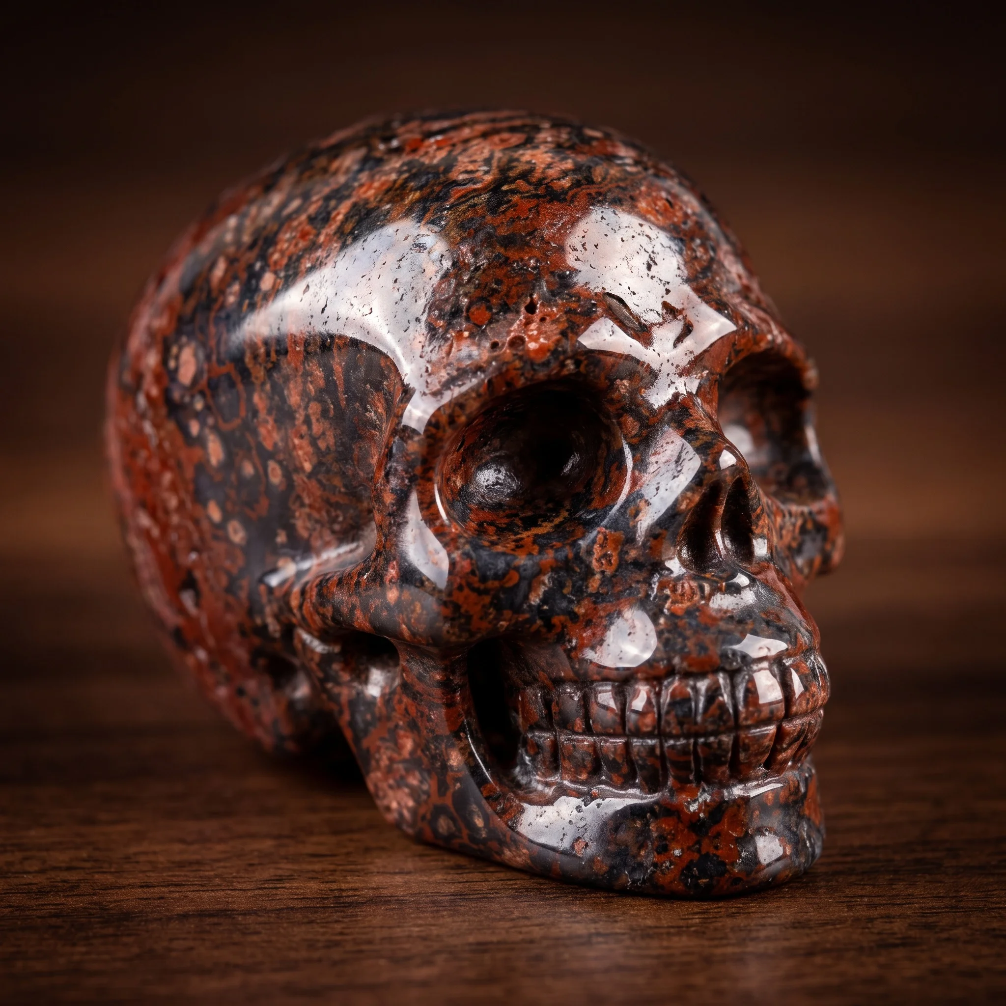 1pc Natural Leopard Skin Jasper skull Stone - Polished Suitable for Decor, -Themed Tabletop Centerpiece, Holiday Gift
