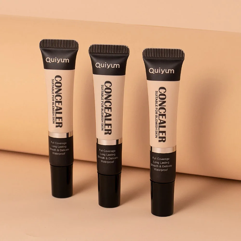 QUIYUM 3 Color Concealer 8g, Full Coverage Face Makeup for Dark Circles Acne Scars, Color Correcting Contour Palette Waterproof