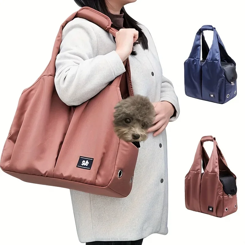 1pc Puppy Shoulder Bags Breathable Cat Carrier Bag Kitten Transporter Handbag Outdoor Pet Carrier for Airplane Vet Visits Travel