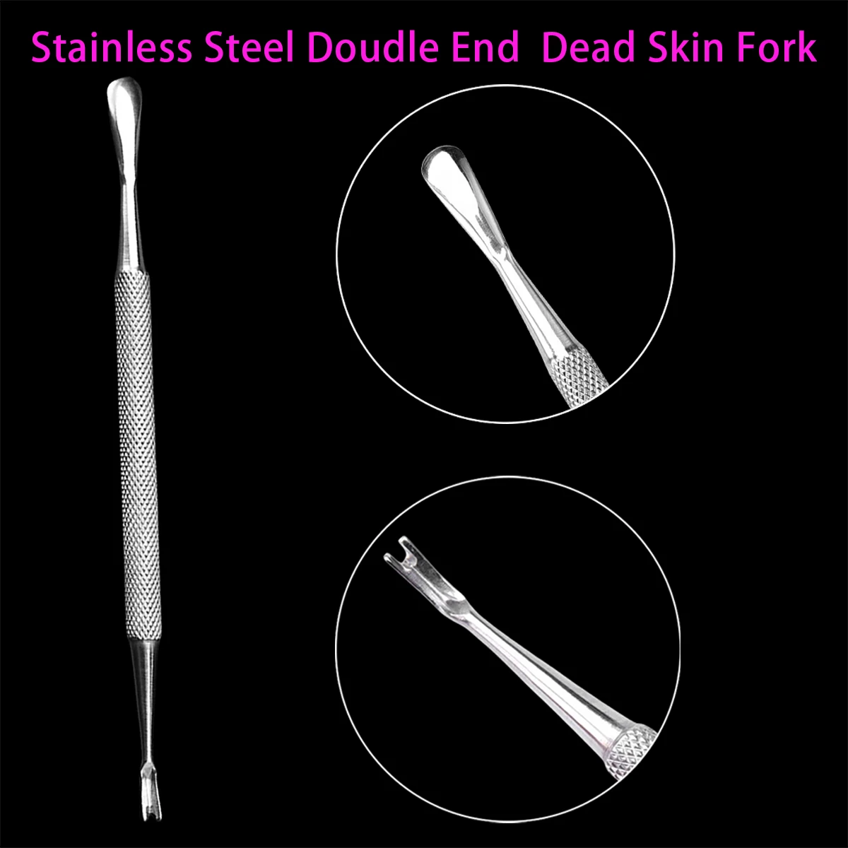 1pc Cuticle Pusher Professional Stainless Steel Nail Cuticle Remover Callus Dead Skin Fork Nail Manicure Pedicure Tools