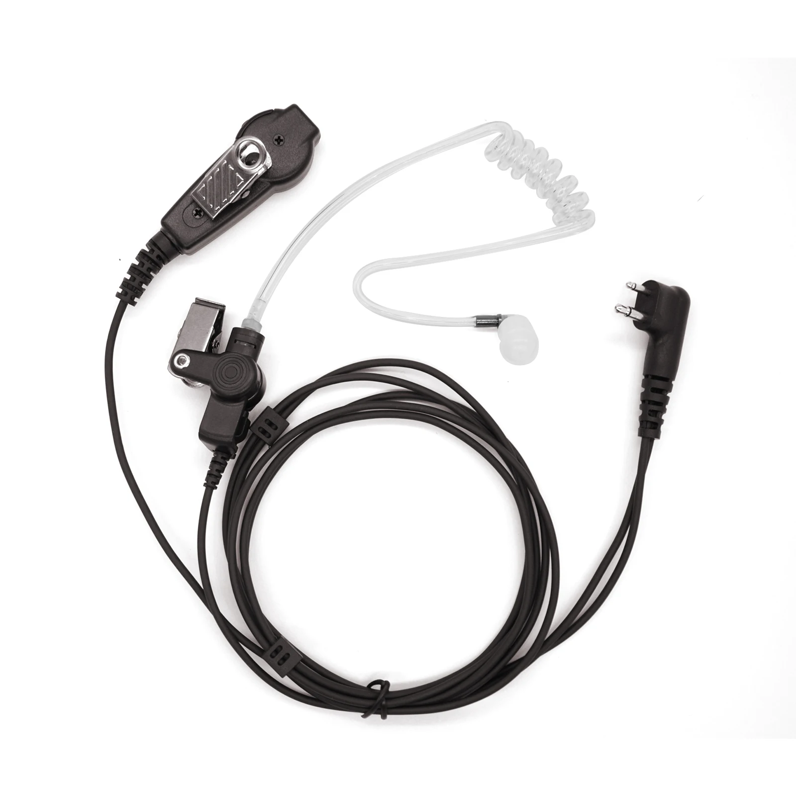 Earpiece Surveillance Kit, Walkie Talkie Radio with Big PTT Mic, Acoustic Tube Headset, 2 Pin, 2-Wire, for motorola ep450 dep450